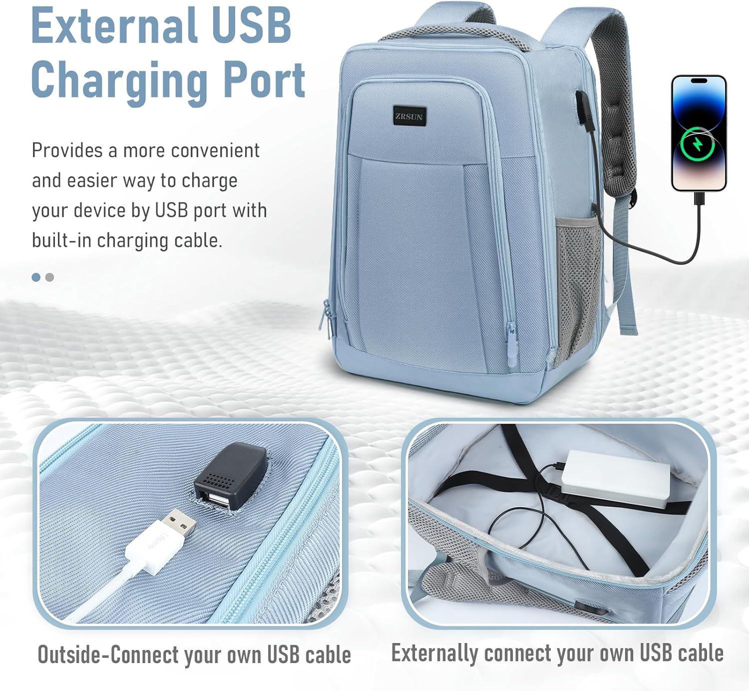 Travel Backpack, Business Anti Theft Slim Sturdy Laptops Backpack with USB Charging Port, Water Resistant College School Laptop Bag for Men & Women Fits 15.6 Inch Notebook(Blue) - Image 2