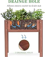 Vista 6 de Cama de jardín elevada con patas (31 x 16 x 31 pulgadas), maceta elevada de madera maciza para exteriores