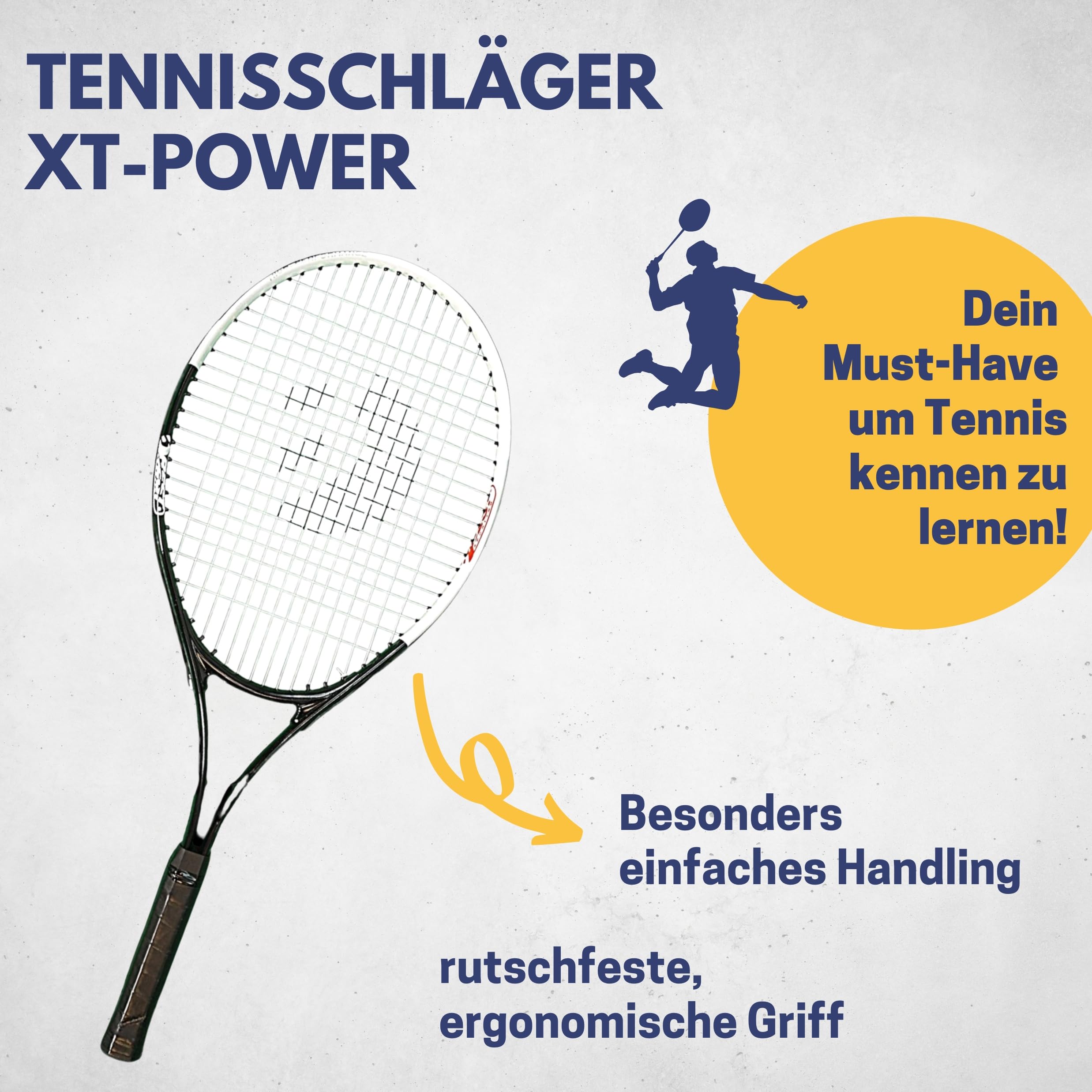 Best Sporting Tennis-Schläger für Einsteiger XT-Power 250g | Griffstärke L3 | Leichter Tennisschläger aus Aluminium | Ideal für Kinder, Jugendliche & Erwachsene | Inkl. Schützhülle