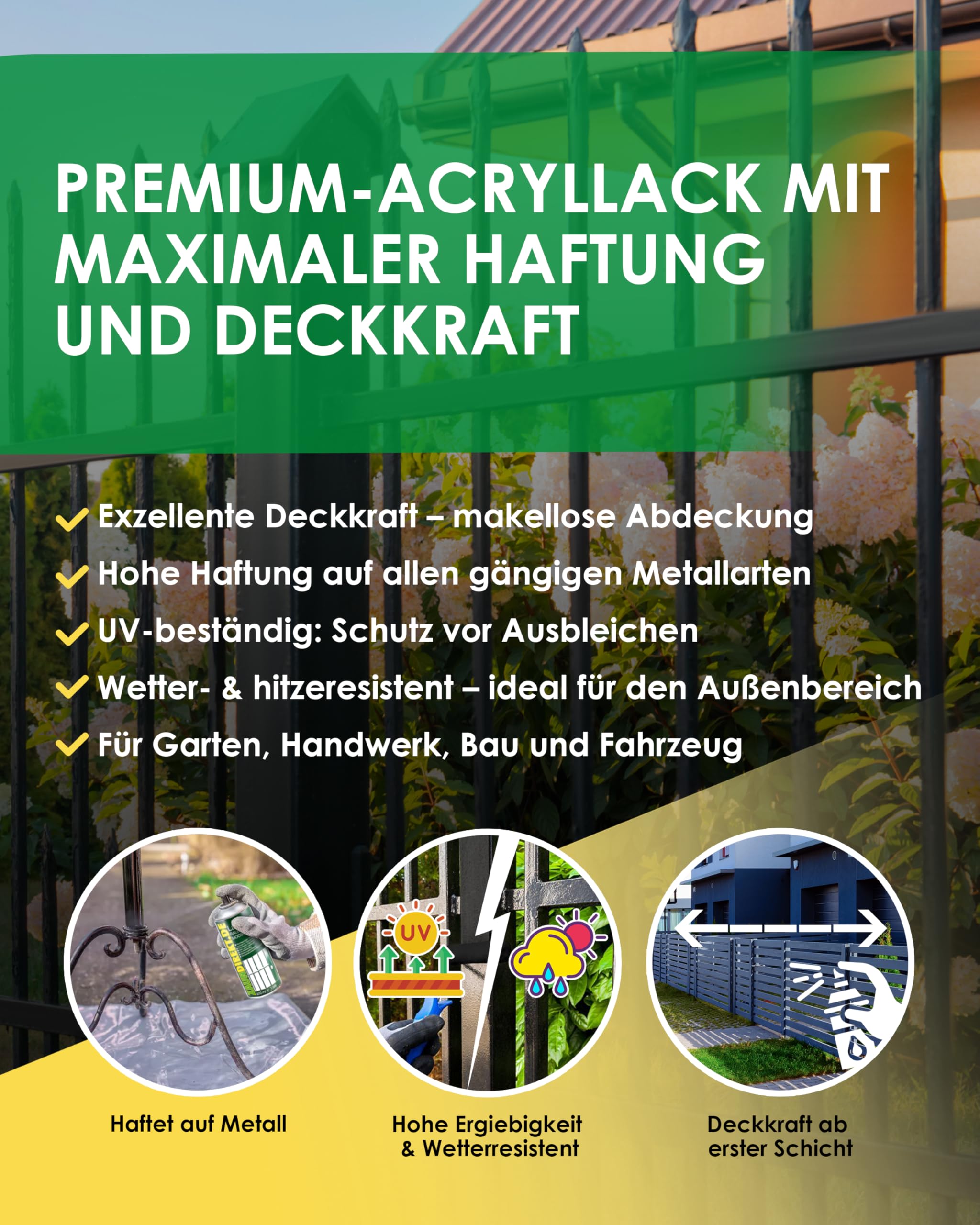 Zaundirekt Lackspray RAL 7016 Spraydose 400ml - Anthrazit Grau - Acryllack Sprühdose für Industrie, Handwerk und KFZ - Reparaturspray Metallzaun