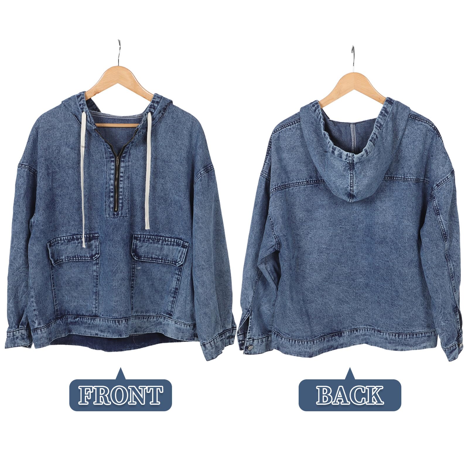 TOYANDONA Chaqueta de Mezclilla Oversize para Mujer Sudadera con Capucha Larga Estilo Urbano Informal para Salir
