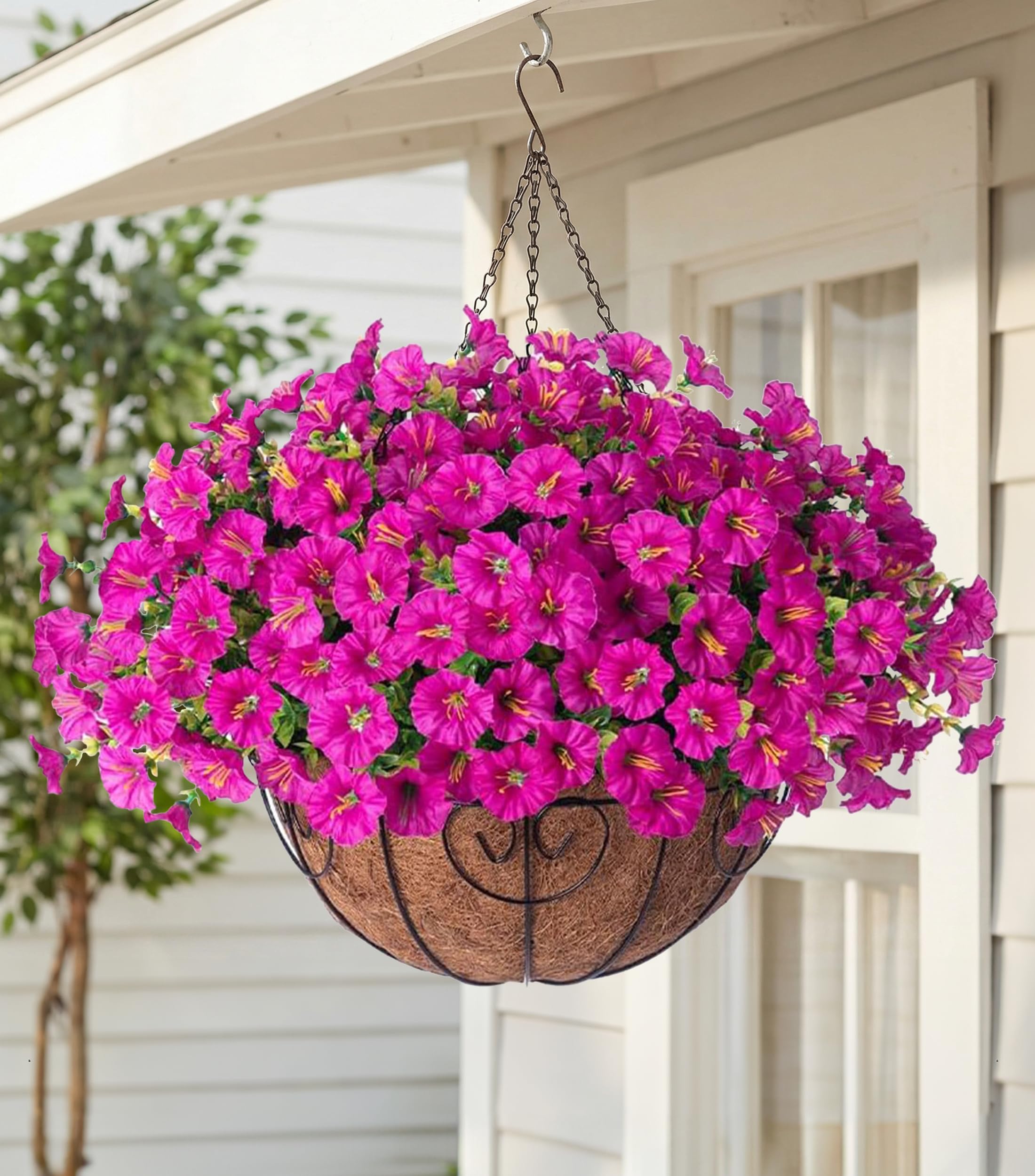 HyeFlora Artificial Fake Hanging Flowers Basket