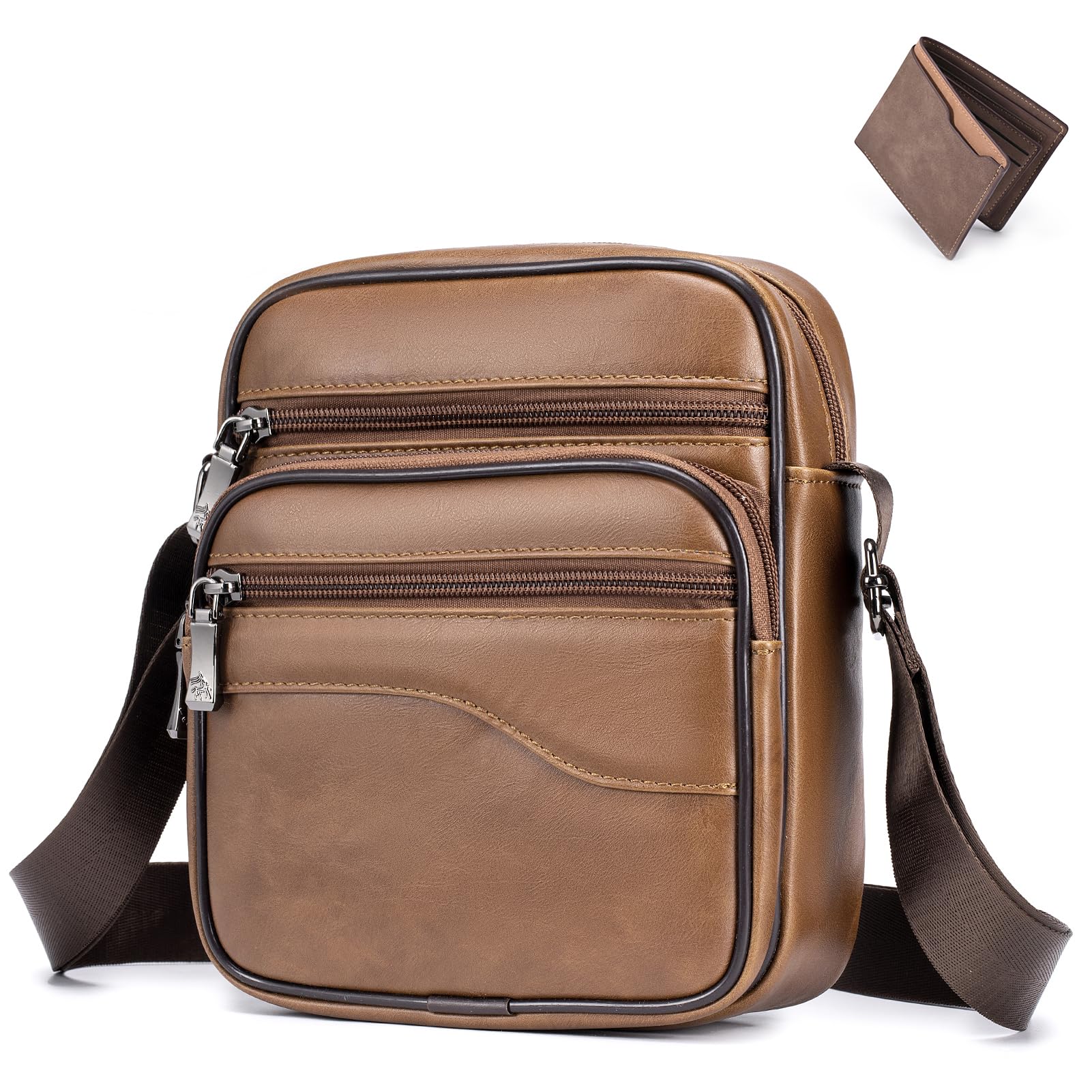 SPAHER - Bolso bandolera para hombre, de piel, bandolera, bolso bandolera, bolso bandolera, bolso para hombro, grandes mochilas, bolsa de mensajero Crossbody regalo para hombres
