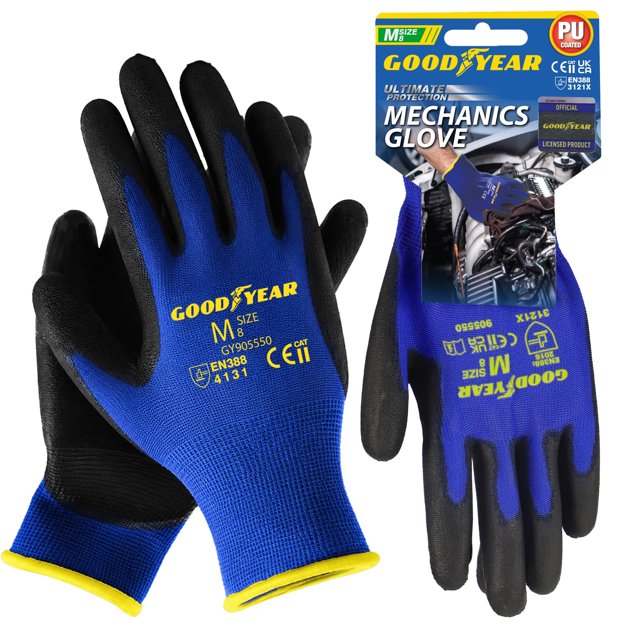 B&Q -  Ultimate Nylon Pu Coated Protection Mechanics Work Gloves Medium
