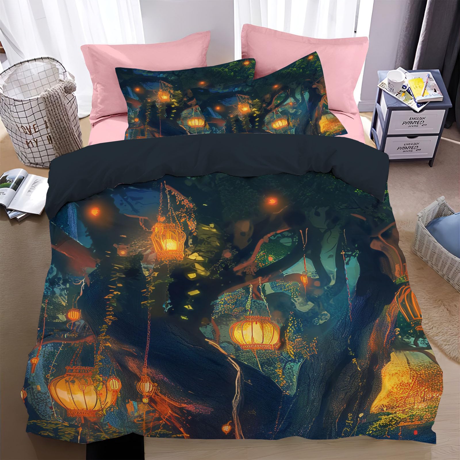 Parure de lit 140x200 orange en microfibre douce et anti-plis