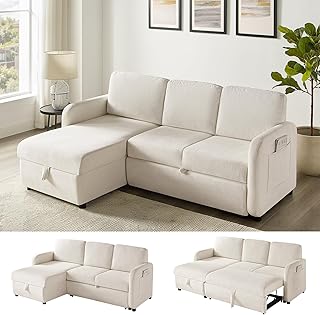 84-inch Sleeper Sofa Bed, L-Shaped Corner Reversible Sleeper Sectional S...