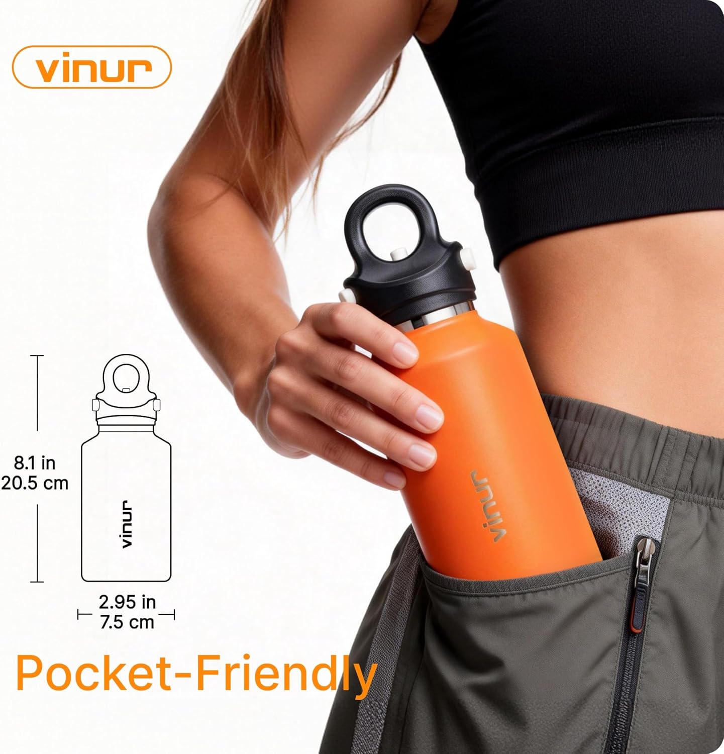 Vinur Small Water Bottle 9 oz Stainless Steel Insulated Water Bottle for Purse & Handbag, Travel Leakproof Water Flask for Girl, Canyon Red - Image 4