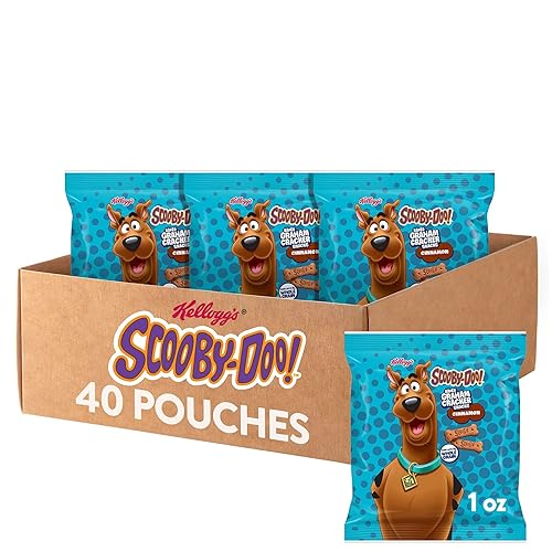 Kellogg's Scooby-Doo! Graham Cracker Snacks, Cinnamon, Made with Whole Grain, (1 Oz Bag), 40 Bags - 1 Ounce (Pack of 40)