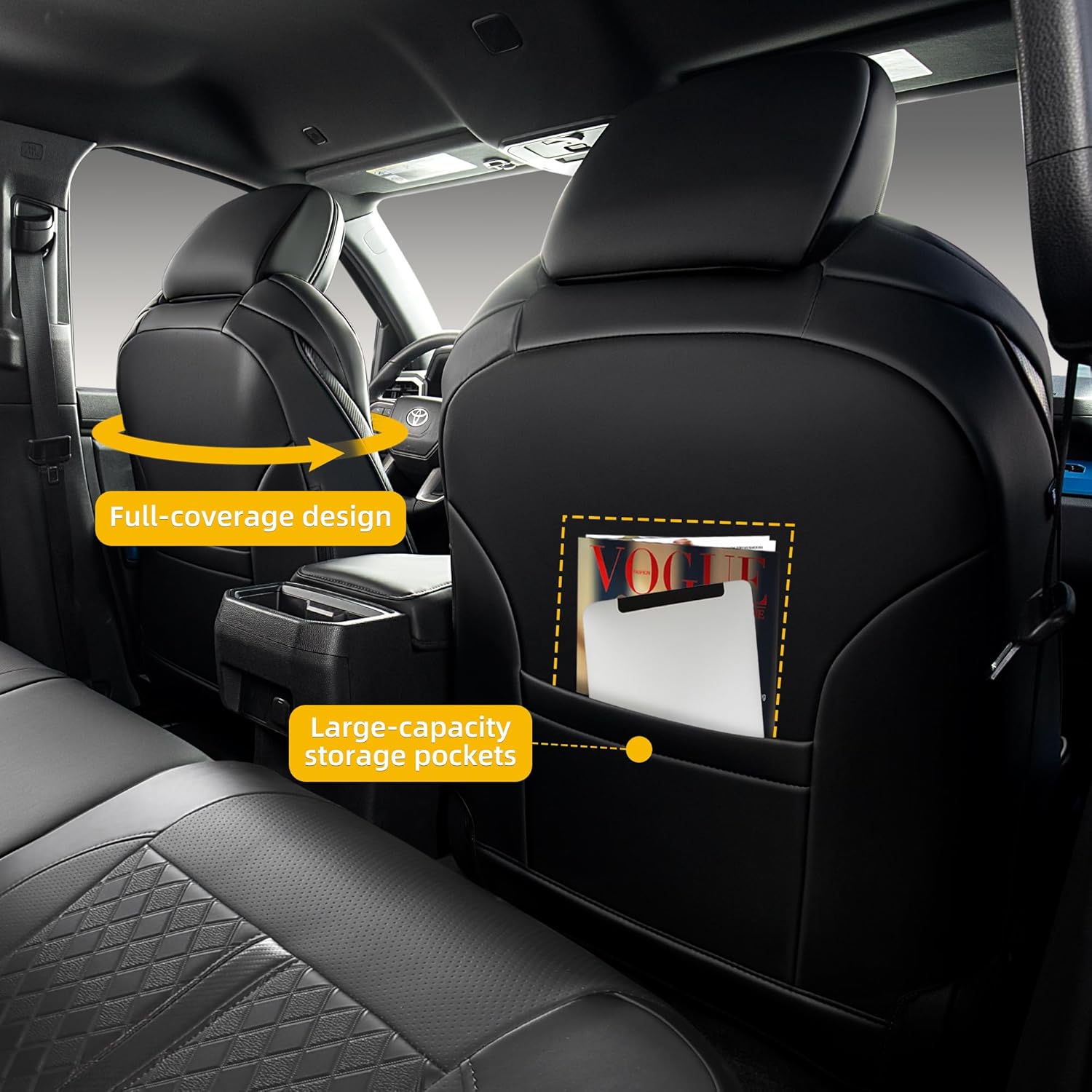 Custom Fit Seat Covers for 2025-2026 Toyota 4Runner (5-Seater), Waterproof Faux Leather Full Set, Full Coverage Protectors for SR5/TRD Off-Road/Sport/Limited/Trailhunter - Black