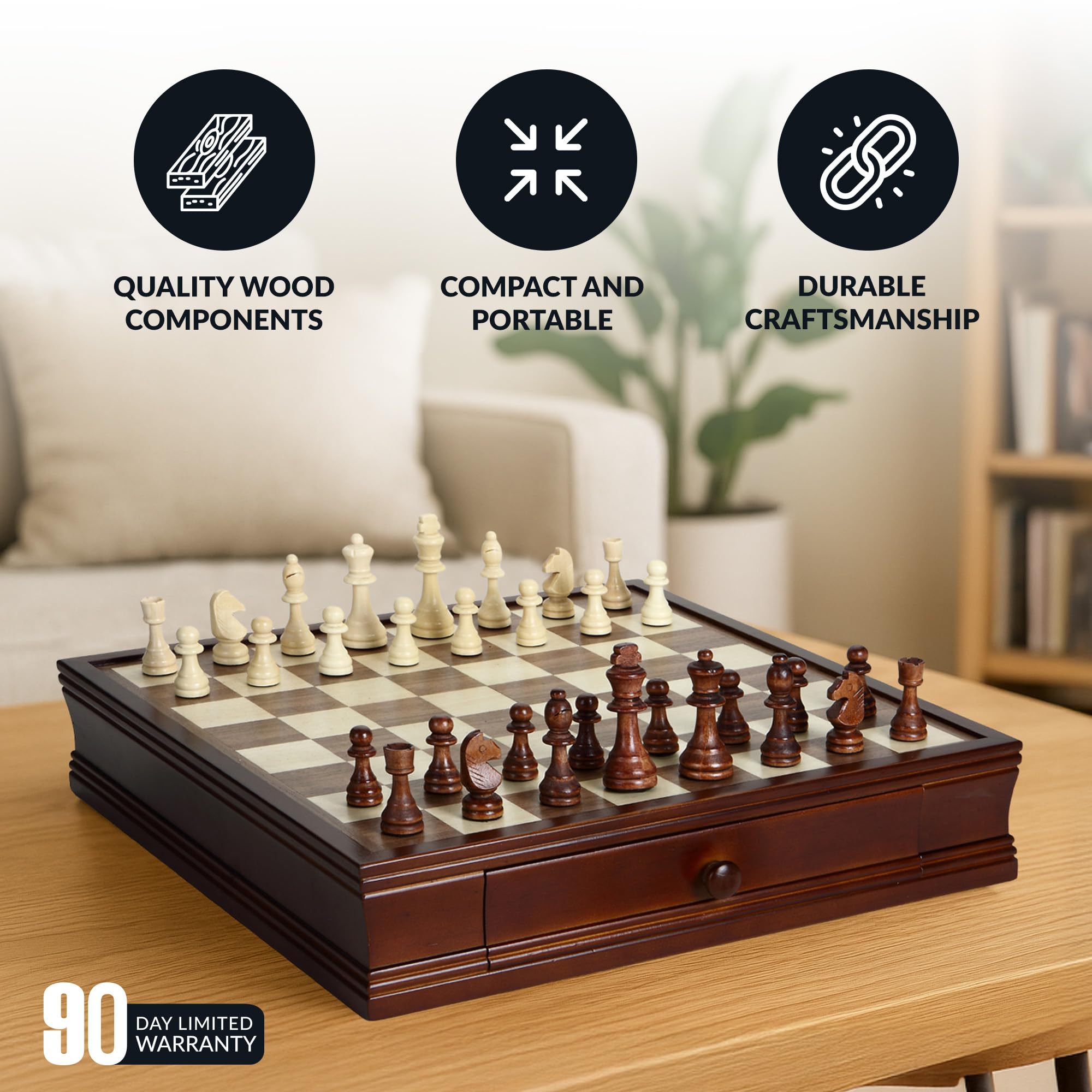 Amazon.com: Hathaway Prodigy 19-in Wooden Chess and Checkers Set