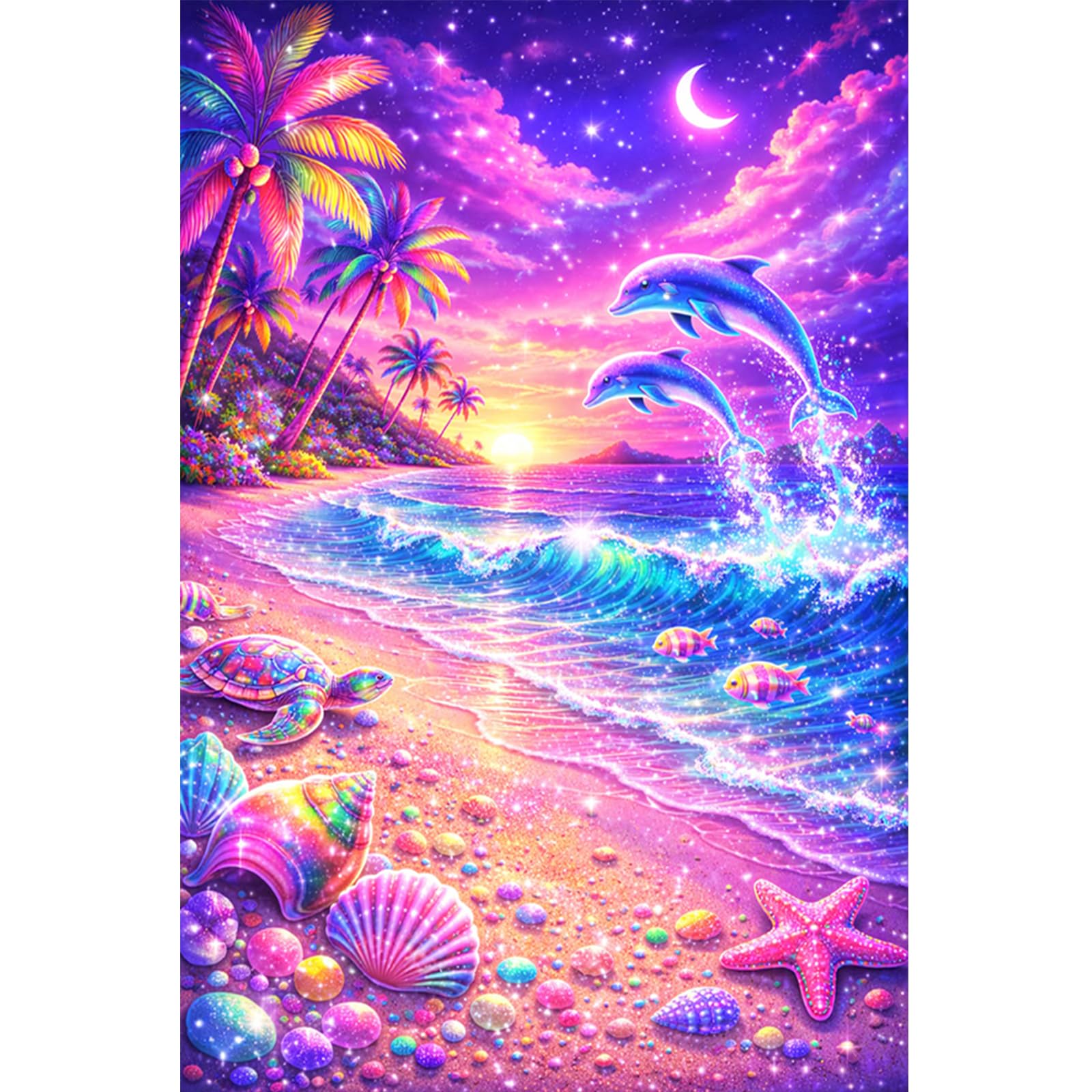 POETRYDRAW Seaside DIY 5D Round Drill Diamond Art Kit 40x60CM
