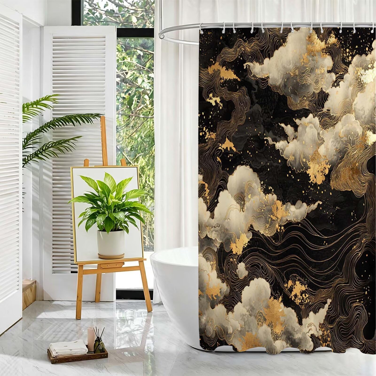 Duschvorhang Schwarz, Duschvorhang 160x200cm L-265