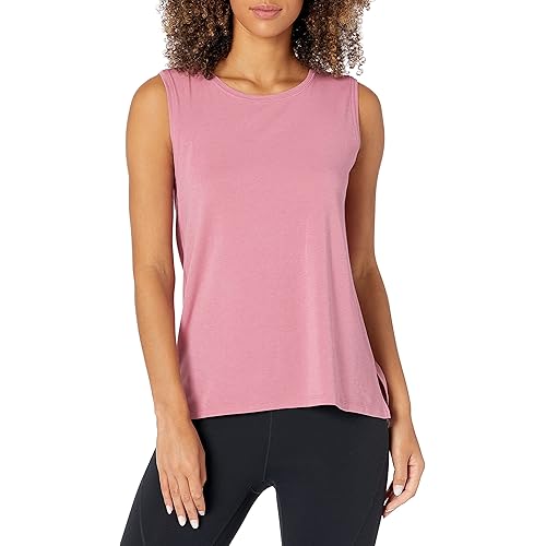 Core 10 Women's Soft Pima Cotton Standard-Fit Full-Coverage Sleeveless Yoga Tank