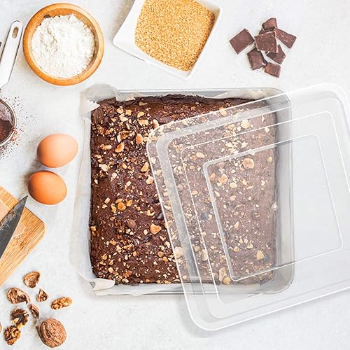 Miniatura 6 de E-far 8 x 8-Inch Baking Pan with lid, Square Cake Brownie Baking Pans Stainless Steel Bakeware Set of 2, Non-toxic & Healthy, Easy Clean &