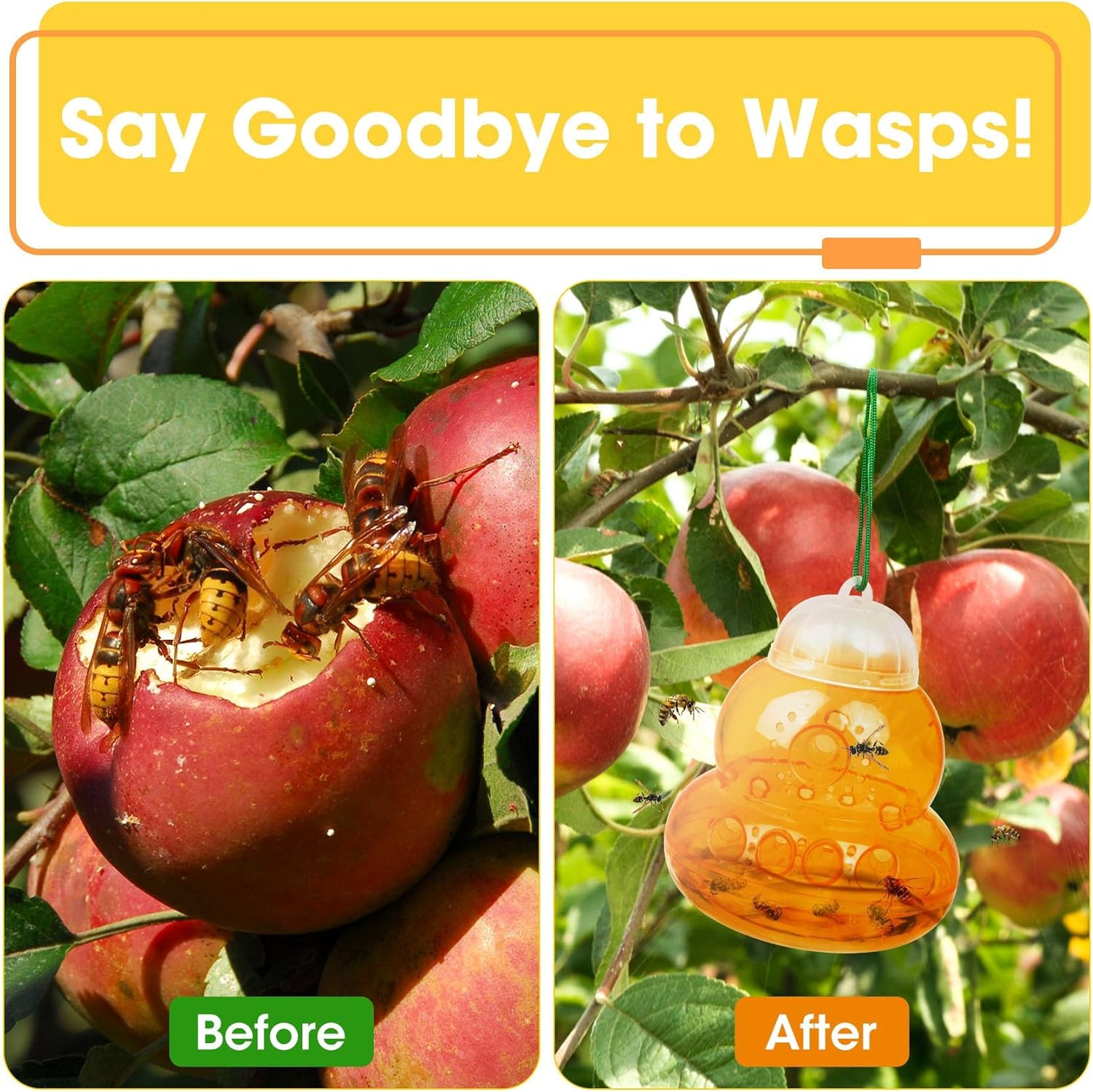 4 Pack Reusable Wasp Traps Outdoor Hanging Yellow Jacket Trap Carpenter Bee Traps for Outside Hornet Trap Wasp Catcher for Outdoors, Wasps Killer Garden, Farm, Insect Bug Flies
