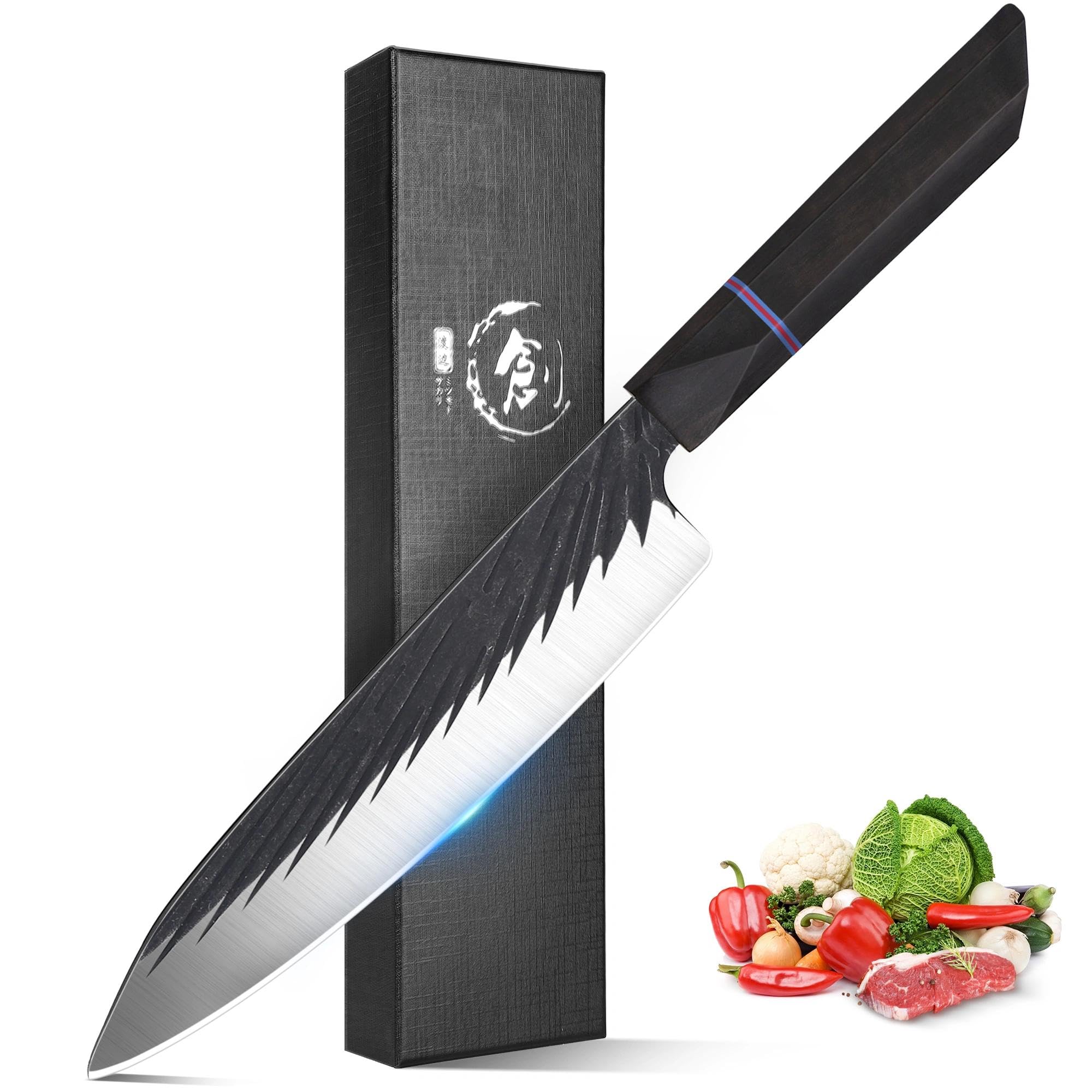 ROCOCO Effort Saving Meat Cleaver - Red Easy Handle Chef Knife — Amazon image 11