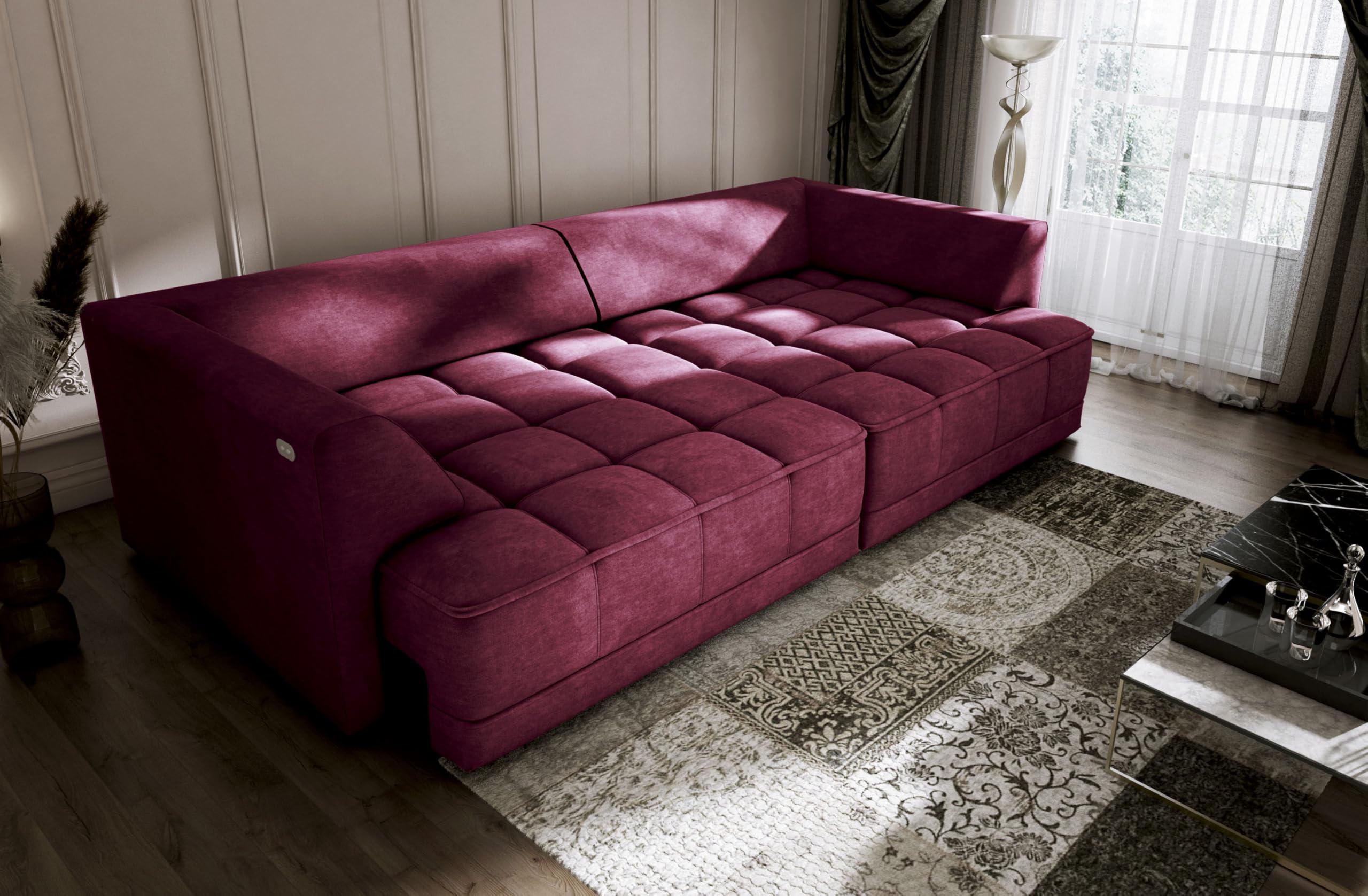 Big Sofa Tiga XXL, Schlafsofa, Couch, Schlafcouch mit Schlaffunktion 302 cm Breit (Cloud 68)
