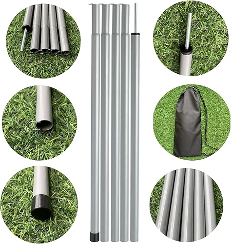 Miniatura 10 de Tent Poles Adjustable Tarp Poles Steel Rods for Tarp Canopy Camping Replacement Set of 2 +Pegs & Reflective Ropes