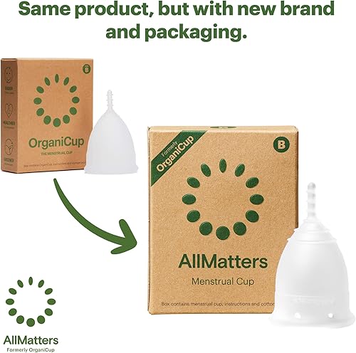 Miniatura 10 de OrganiCup Taza menstrual de AllMatters - Talla AS - Taza de período reutilizable - Alternativa de almohadilla y tampón - Flujo ligero a pesado - No