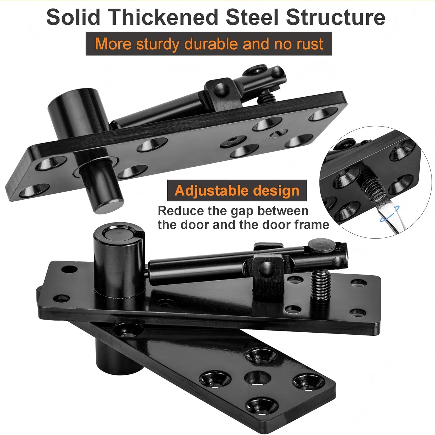 Hidden Door Hinge,360° Swinging Heavy Duty Pivot Hinges for Secret Bookcase/Hidden Doors, 600Lbs Load-Bearing Thickened Solid Steel with Hardware for Secret Door,Smooth Bearing Design
