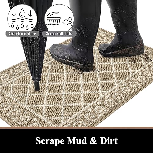 Miniatura 135 de HEBE Tapete para puerta interior, 20 x 32 pulgadas, antideslizante, para puerta delantera, lavable, atrapador de suciedad para entrada, tapete