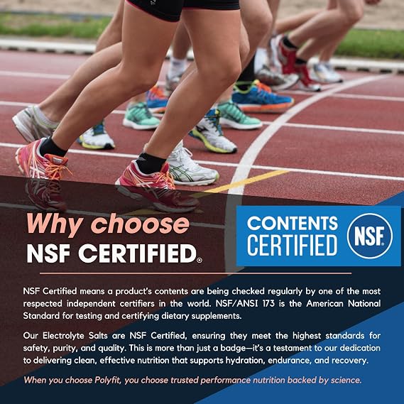 Polyfit Electrolyte Salts - 100 Salt Pills - NSF Certified - Electrolytes Replacement Salt Tablets for Runners - Supplement for Rapid Hydration, Recovery, and Endurance