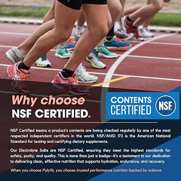 Polyfit Electrolyte Salts - 100 Salt Pills - NSF Certified - Electrolytes Replacement Salt Tablets for Runners - Supplement for Rapid Hydration, Recovery, and Endurance