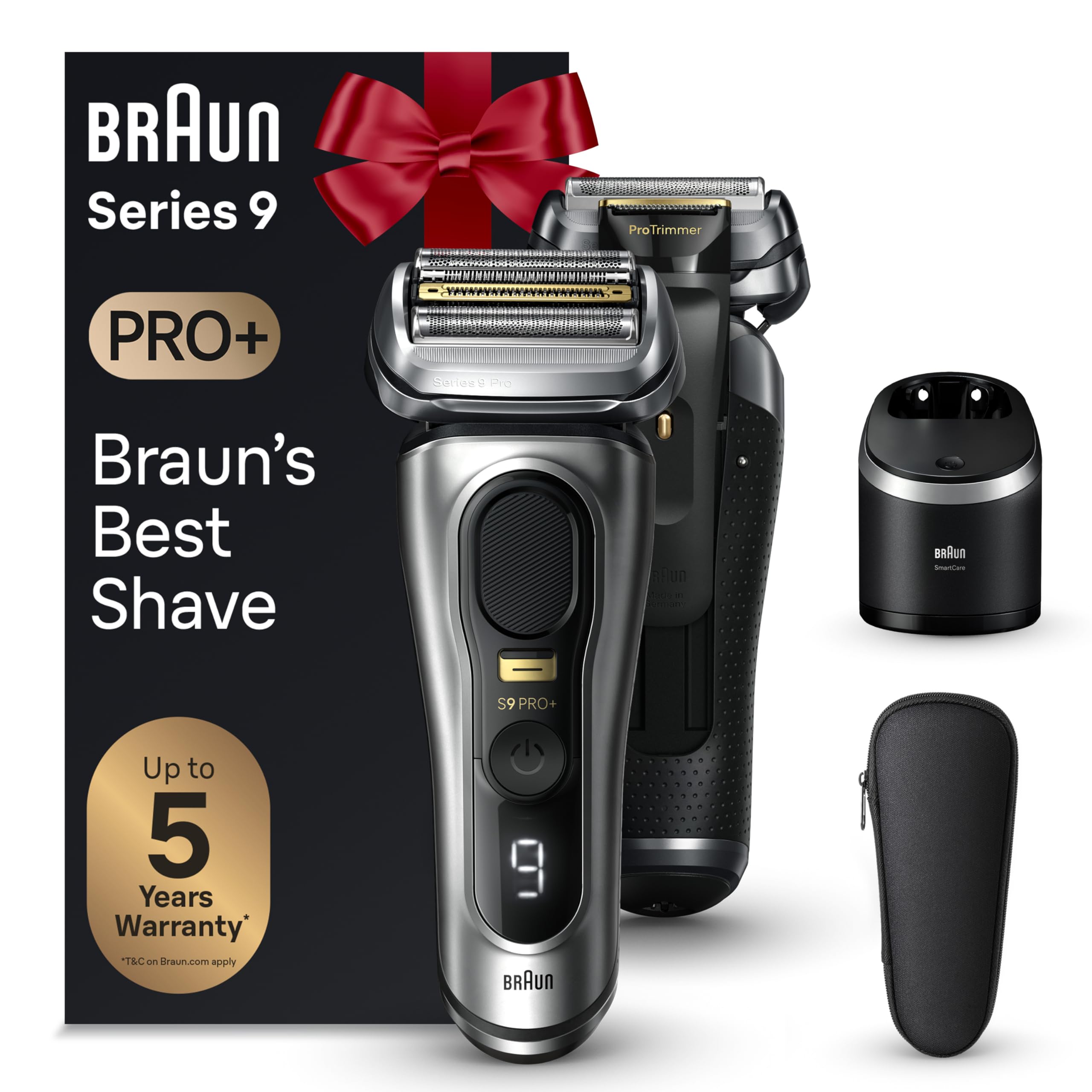 Series 9 PRO+ Electric Razor for Men, 5 Pro Shave Elements & Precision Long Hair Trimmer, 6in1 SmartCare Center, Wet & Dry Electric Shaver for Smooth Skin with 60min Battery Runtime, 9567cc