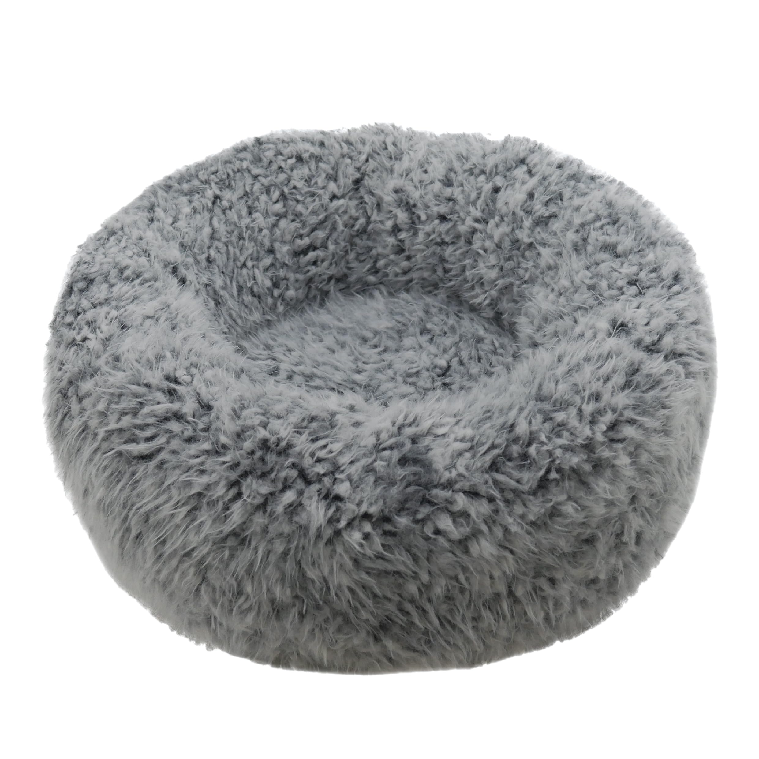 40 Winks Fluff Comfort Round Bed For Dogs - Silver Large
