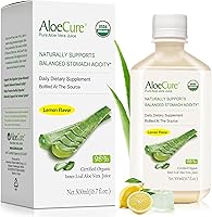 Vista 10 de AloeCure USDA - Jugo orgánico de aloe vera sabor a limón, fabricado dentro de las 12 horas de cosecha, suplemento digestivo natural para una acidez
