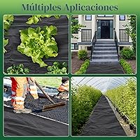 Vista 8 de FEED GARDEN Tela de barrera de malezas de 4 x 100 pies, tela geotextil resistente de 3.2 onzas para jardinería, con 30 estacas en forma de U