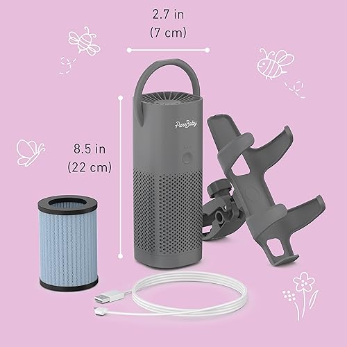 Miniatura 6 de Pure Enrichment Purificador de aire PureBaby On-the-Go - Purificador de aire portátil para cochecito y abrazadera ajustable para asiento de