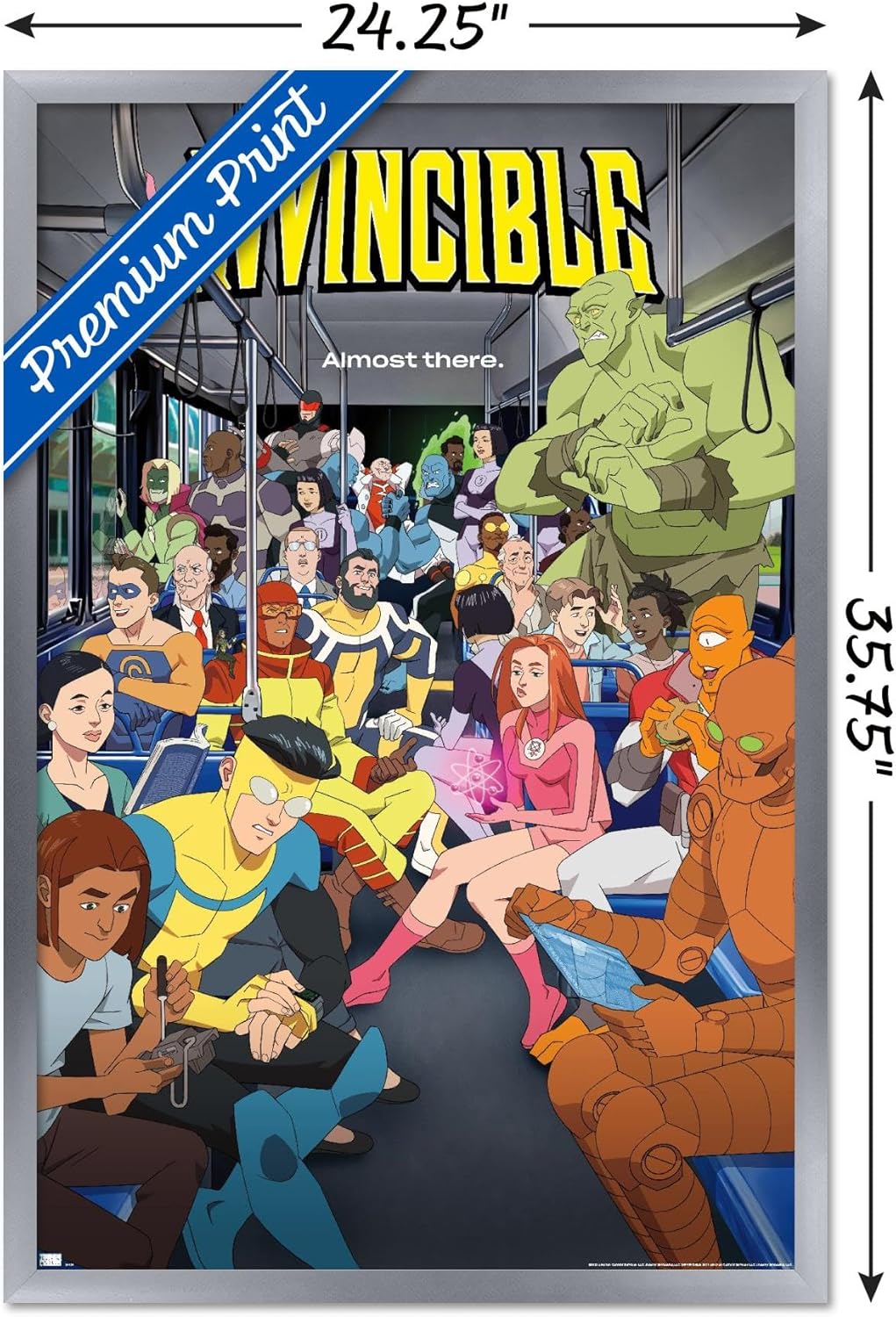 Invincible: Season 2 - Bus One Sheet Wall Poster, 34L" x 22.4W", Silver Framed Version