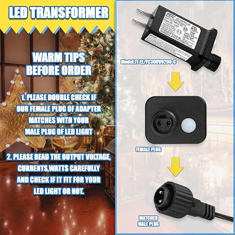 30V 0.2A LED Controller 8 Mode with Timer Memory Function Replacement Model JT-EL/FC300V0200-C Class 2 Power Supply IP44 Low Voltage Transformer for Halloween Christmas Light