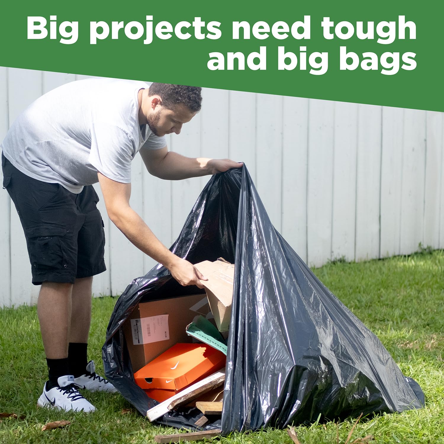 ToughBag Bolsas de basura resistentes de 95 a 96 galones, bolsas de basura negras (50 unidades) extragrandes de 90, 95, 96, 100 galones, 61 x 68 pulgadas, fabricadas en Estados Unidos