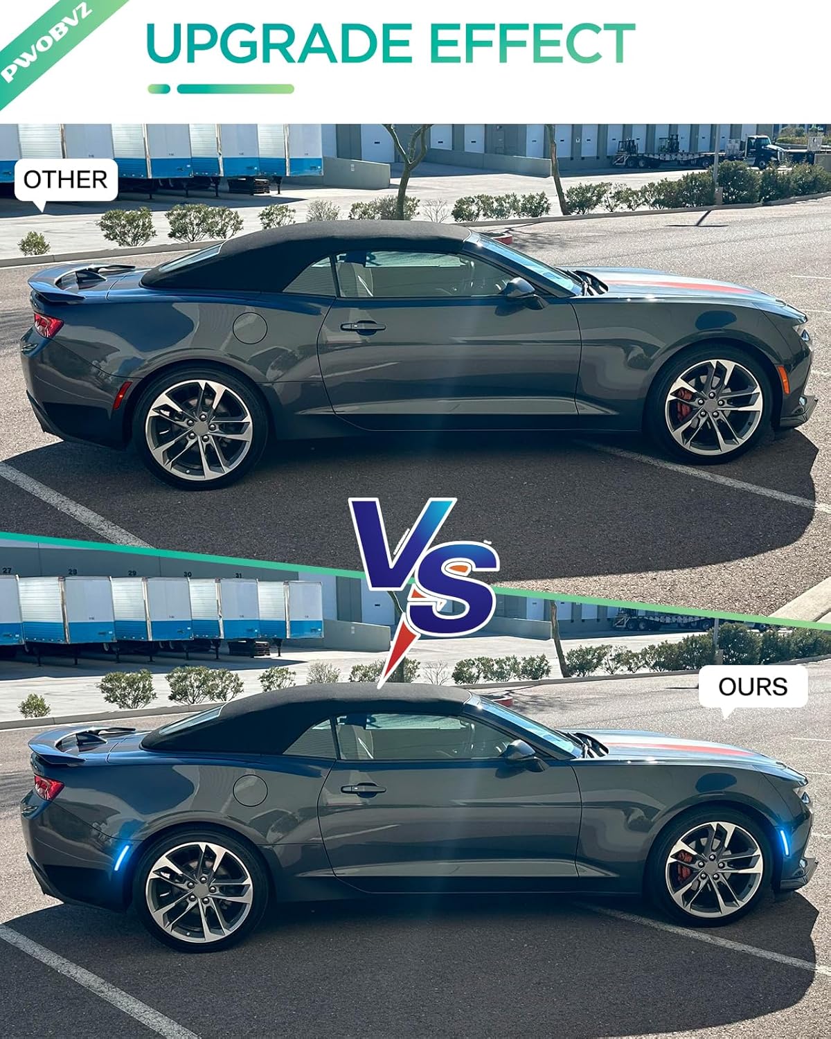 Dynamic Blue Side Marker Lights Fit for 2016-2024 Chevy Camaro ZL1/LS/LT/SS/RS/6th Gen, 2014-up Cadillac CTS, 2015-up Cadillac ATS, Front Rear LED Bumper Fender Marker Lamp, Smoked Lens 4PCS