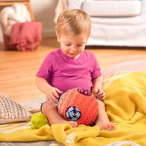 Miniatura 3 de B. toys Juego de juguetes sensoriales para bebés con bolas texturizadas - Juego de desarrollo de 6 piezas con bola grande y 5 bolas pequeñas con