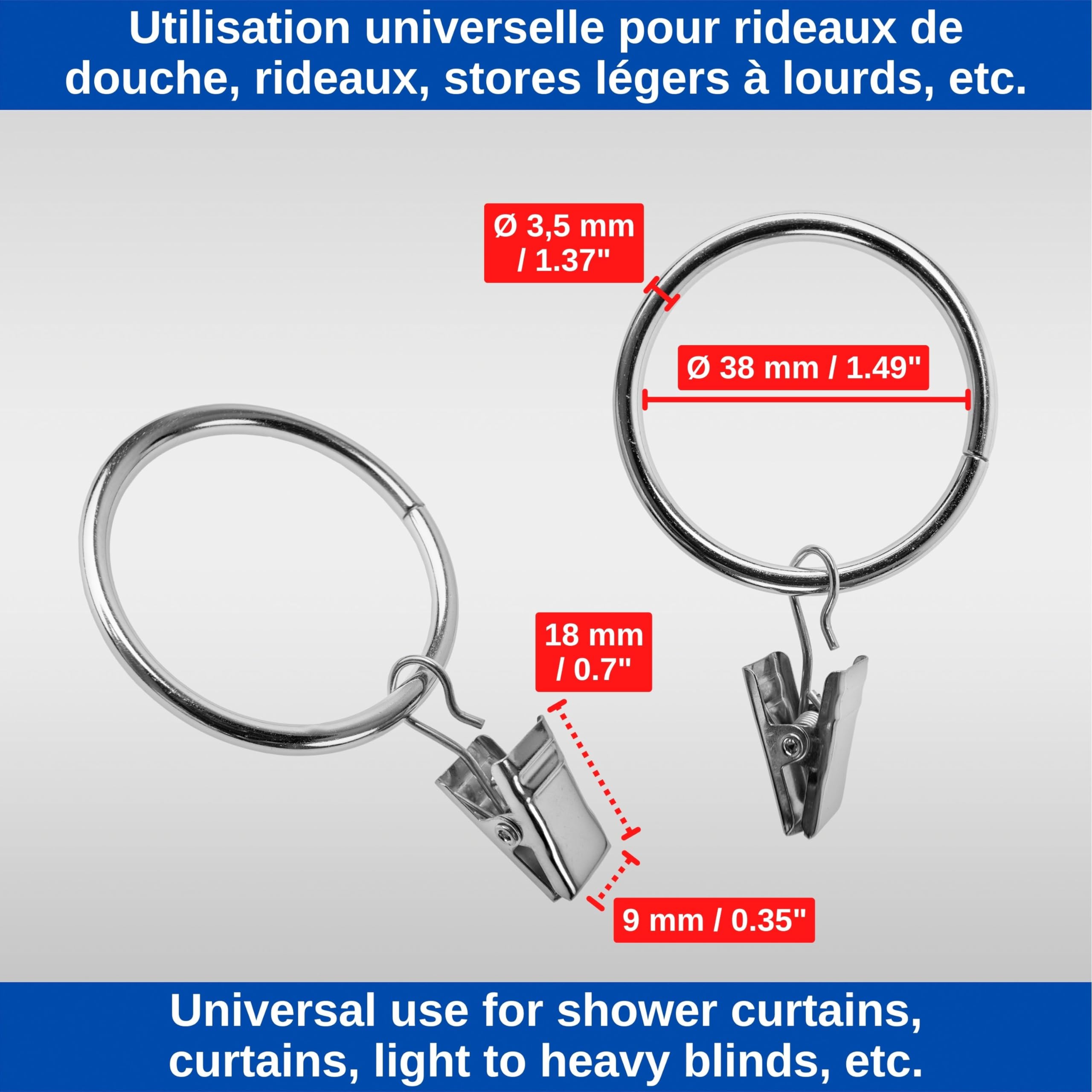 Lot De 30 Pinces à Rideaux Avec Crochets Métalliques - Largeur 18 Mm, Marque Uxcell, Neuf
