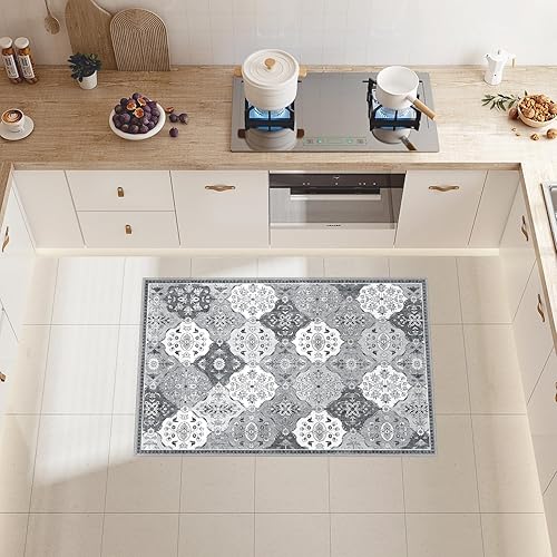 Miniatura 3 de Worxvell Alfombras de 2 x 3 pies para entrada, alfombra pequeña lavable antideslizante para puerta de interior de cocina y baño, alfombra de área