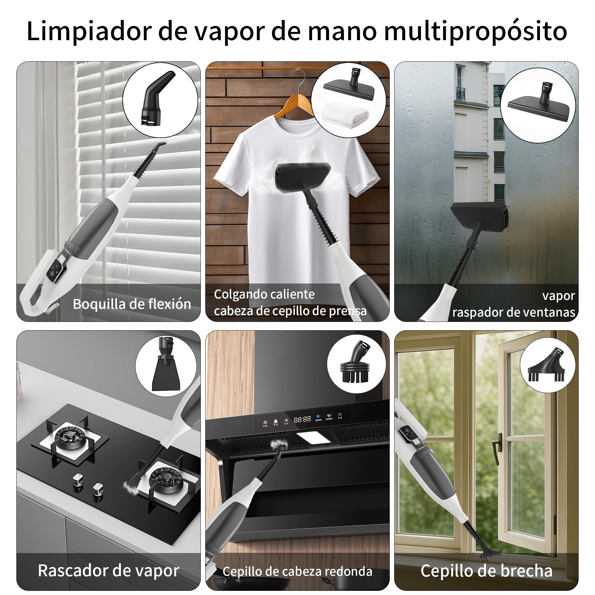 Escoba de Vapor,Escoba de Vapor para Suelos Duros, Limpieza Profunda, Limpiador de Vapor portátil multifunción, 13 Accesorios para Suelos de Madera, Laminado, Vinilo, baldosas