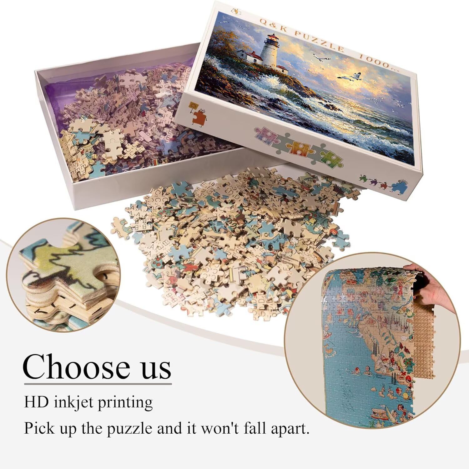 Puzzle para Adultos 3000 Piezas, Gaviota Faro Puzzle, Difícil, Desafiante, Rompecabezas Encajan Perfectamente, Letras en la Parte Posterior, sin Polvo, Regalo para Personas Mayores 122x80cm s-254