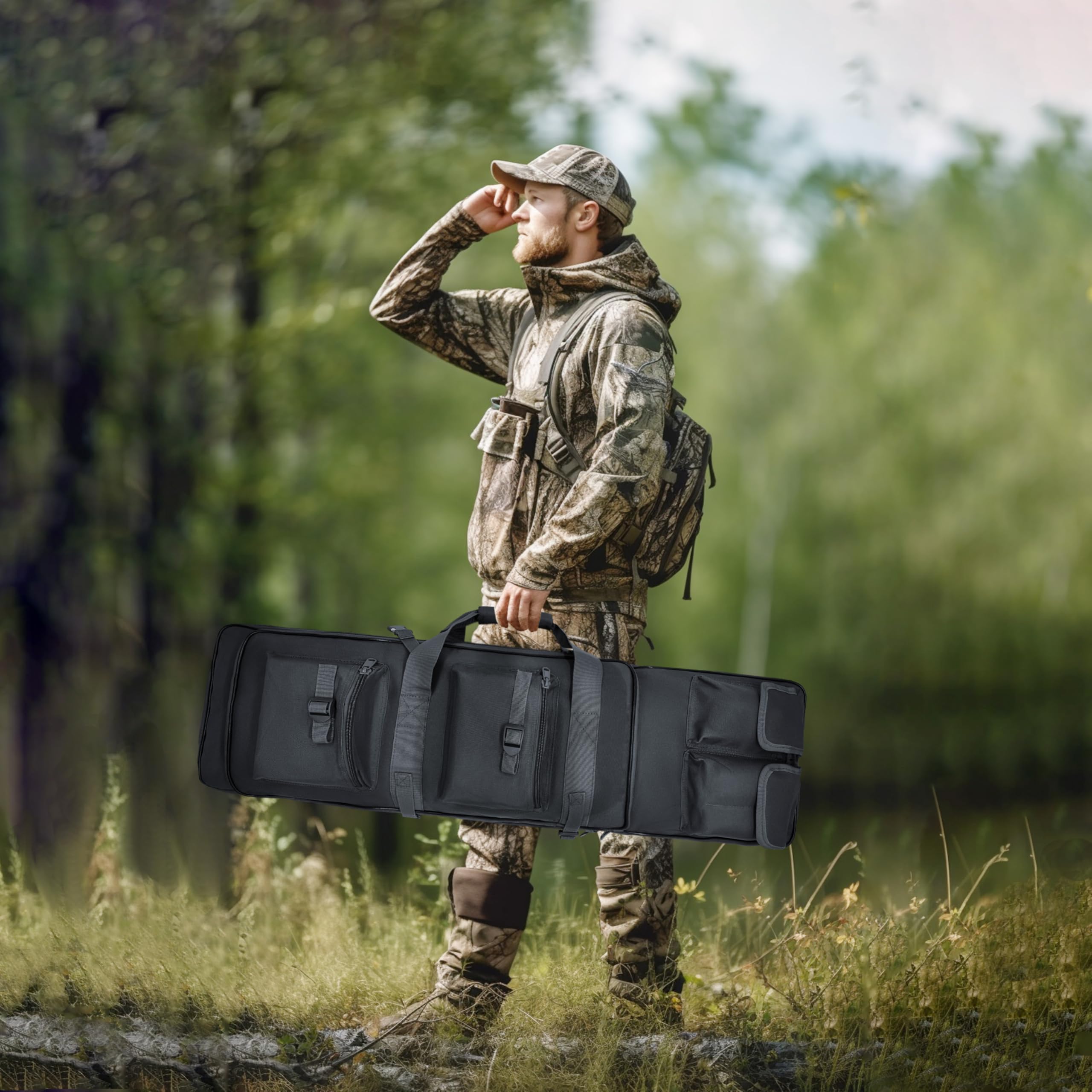 Alephnull Fodero Fucile da Caccia Custodia Fucile 120/100 / 85 cm Borsa per armi lunghe Custodia tattica Armi lunghe Zaino per fucile Custodia morbida per fucile