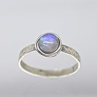 Vista 23 de Anillo de plata de ley con piedras preciosas para mujer, anillo apilable de piedra martillada, anillo de piedra natal