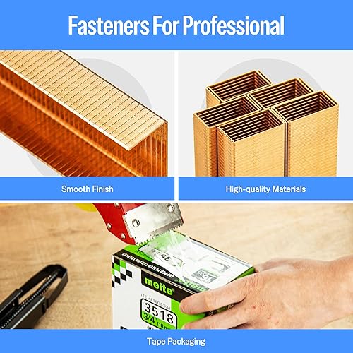 Miniatura 5 de meite Grapas de cierre de cartón de calibre 16 16, corona de 1-38 pulgadas de longitud de 78 pulgadas de longitud, grapas de cartón recubiertas de