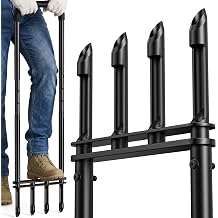 Knee-Friendly Manual Lawn Aerator, Adjustable 43.348.5", Black, Dual Step