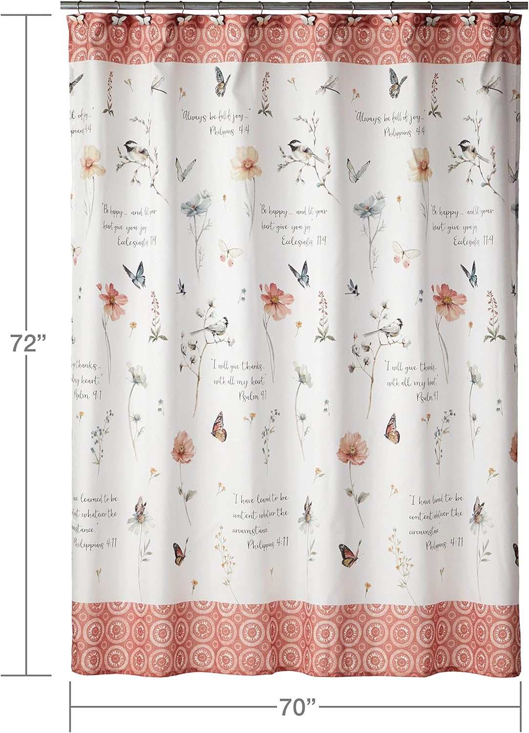 Lightweight Floral Blackout Fabric Shower Curtain