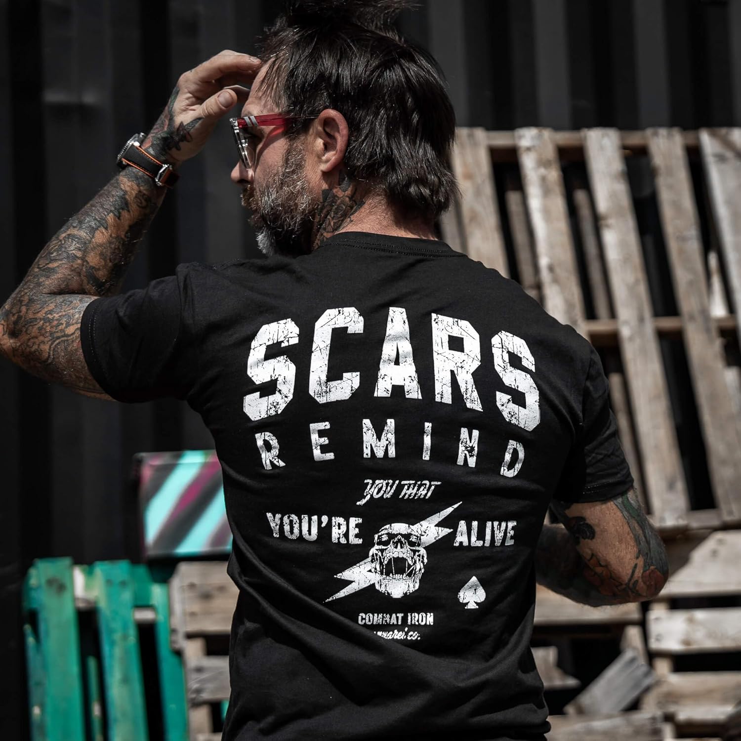 Combat Iron Men's Graphic T-Shirt | Scars Remind You That You're Alive | Cotton-Poly Blend