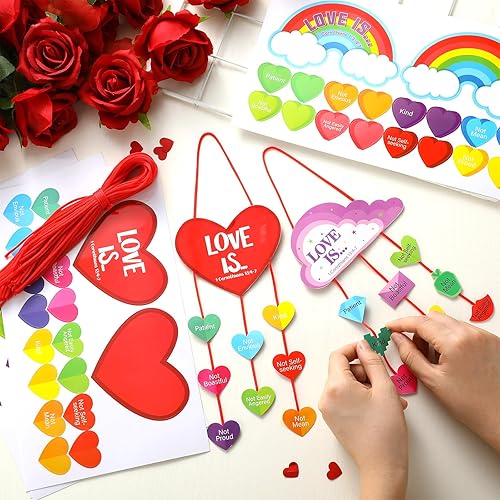 Miniatura 3 de Resurhang 30 juegos de manualidades para el día de San Valentín para niños, DIY religioso de San Valentín, adorno de corazón, kit de manualidades