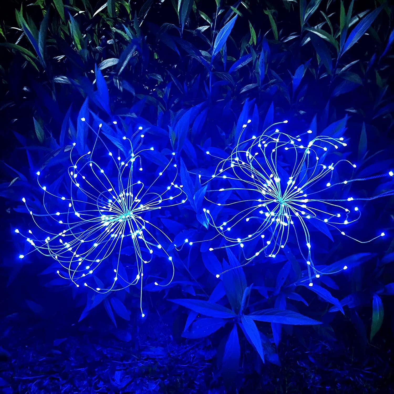 Solar Firework Lights, 2 Pack 150 LEDs 2 Lighting Modes Solar Lights Outdoor Waterproof for Garden Patio Walkway Pathway Party Wedding Christmas Decorative - Blue
