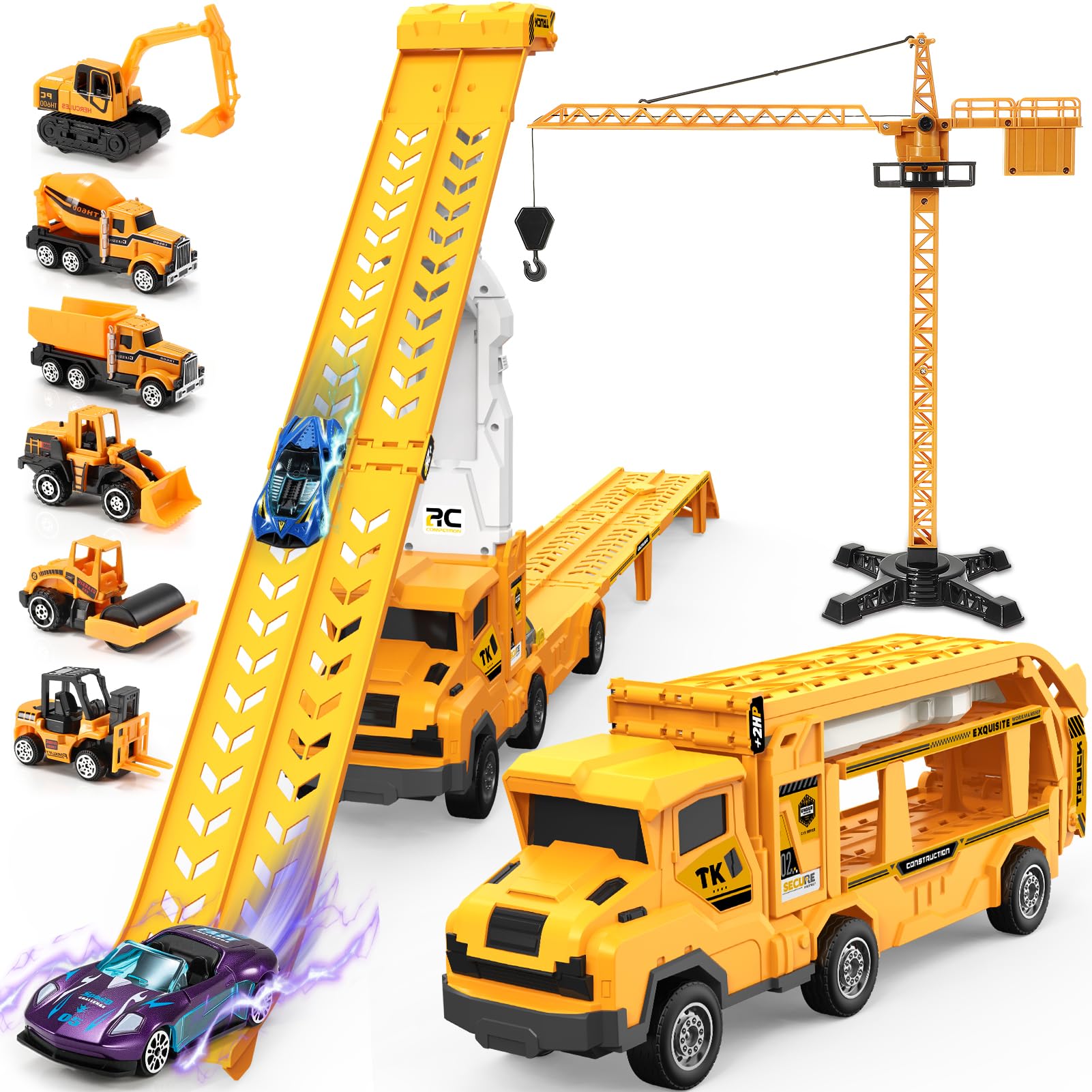 EUTOYZ Cars Toys for 3 4 5 6 7 8 Year Old Boys Girl Gifts, Kids Toys Age 3-12 Toddler Toy Transport Race Truck Toy Cars Boy Girls Birthday Presents Christmas Xmas Gifts for 3-12 Year Olds Boys Girls